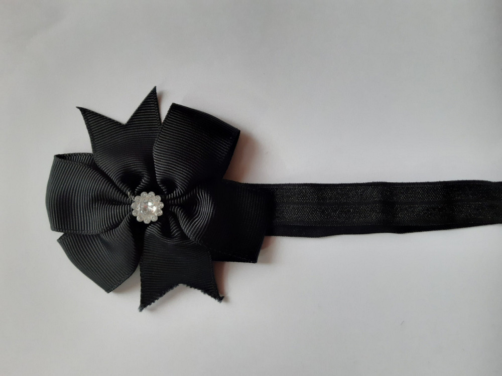 Детская повязка черная - окружность 36-58см, бант 8см Киев - изображение 1