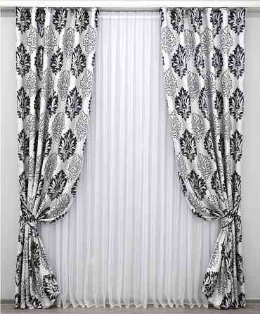 Комплект готових штор VR-Textil Блекаут-софт Корона № 1273ш(Б) Сірий з чорним 100х270 см 2шт (31-532) Київ