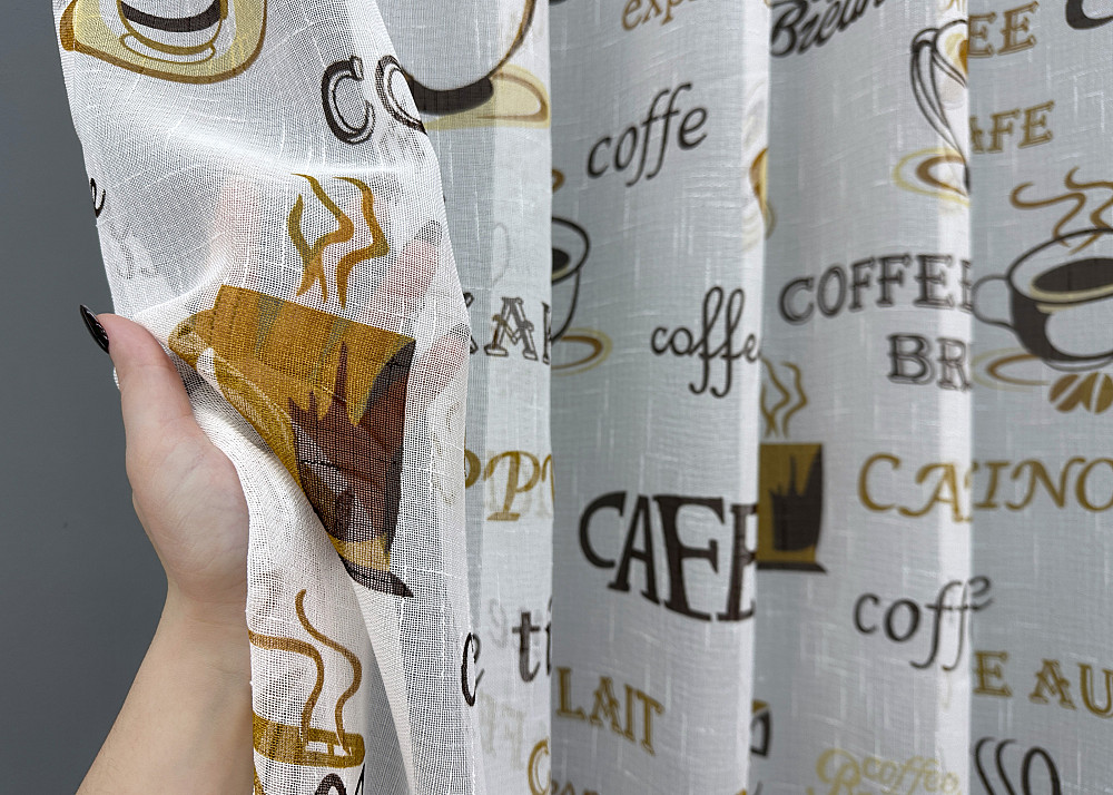 Тюль VR-Textil 1792т Лен Молочный с коричневым 200х270 см (42-0981) Киев - изображение 5