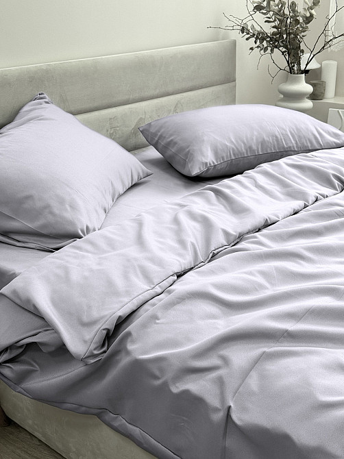 Ecotton Комплект постільної білизни Ecotton Євро 210х220 см однотонний світло-сірий Light grey Коломыя - изображение 3