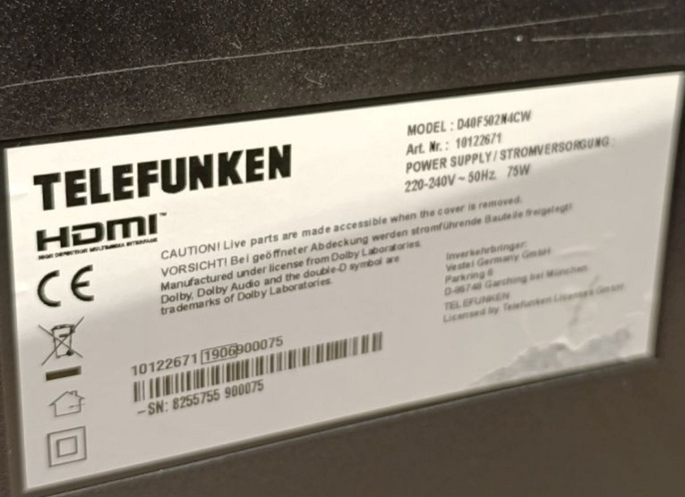 Телевизор Telefunken 40 Smart TV Wi-Fi T2/ Full HD / Germany. Киев - изображение 1