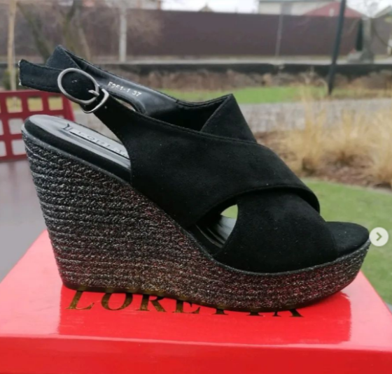 Женские Босоножки на Танкетке Кожаные Сандалии на Платформе Чёрные Летние (размеры: 35,38) - 51-1 Днепр