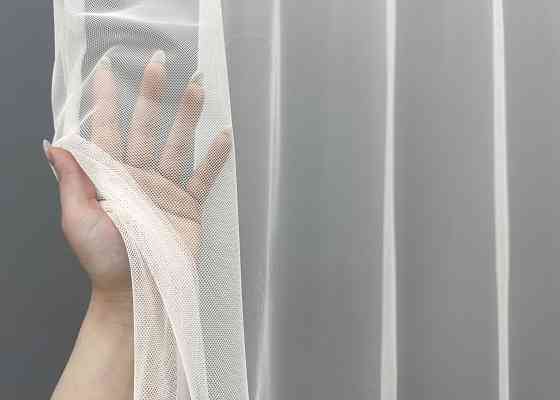 Тюль VR-Textil 1467т Грек-сетка с вышивкой Молочный с пудровым 300х270 см (42-0597) Киев