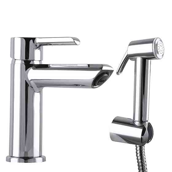 Змішувач для умивальника DOMINO PRESTIGE DPS-222  з гігієничною лійкою, шланг 200 см, на гайці Луцк