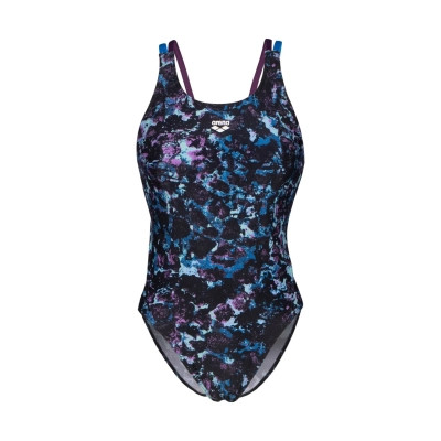 Купальник Arena Rockin Swimsuit Swim Tech Mult 008159-889 чорний, синій, фіолетовий 36 (3468337406501) Винница - изображение 3