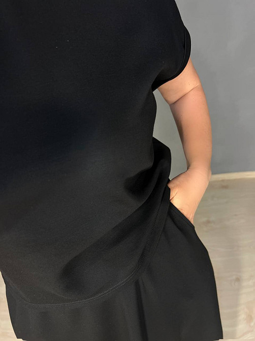 Костюм жіночий A-N 26067 футболка з довгою спідницею оверсайз, чорний, one size Київ - фото 2