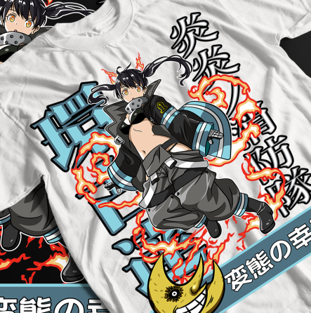 Футболка для хлопчика з аніме принтом Аніме Фіре Форке Тамакі оверсайз (зріст від 165 до 180) Чорний AnimeJ0598m Дніпро