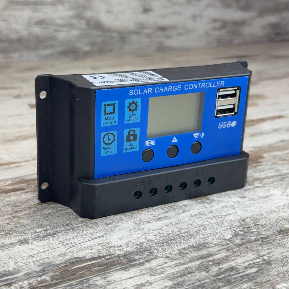 Контроллер заряда солнечной батареи KW1230 ШИМ 12/24В 30А с ЖК дисплеем и USB выходами 5В Киев - изображение 1