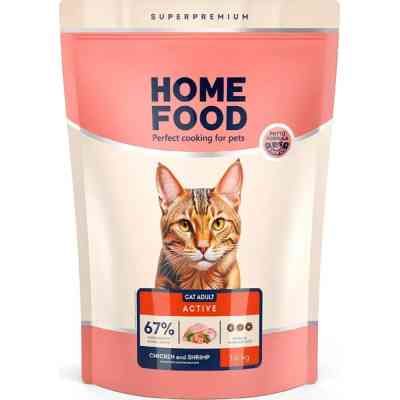 Сухий корм для кішок Home Food For active з куркою та креветками 400 г (4820290090057) Вінниця