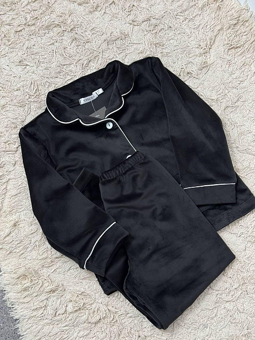 Дитяча велюрова тепла піжама дві кишені Чорний 134-140 Харків - фото 2