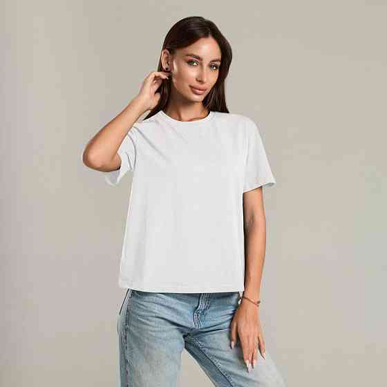 Белая базовая женская футболка Pobedov Freedom. Хлопковая женская футболка белая Киев