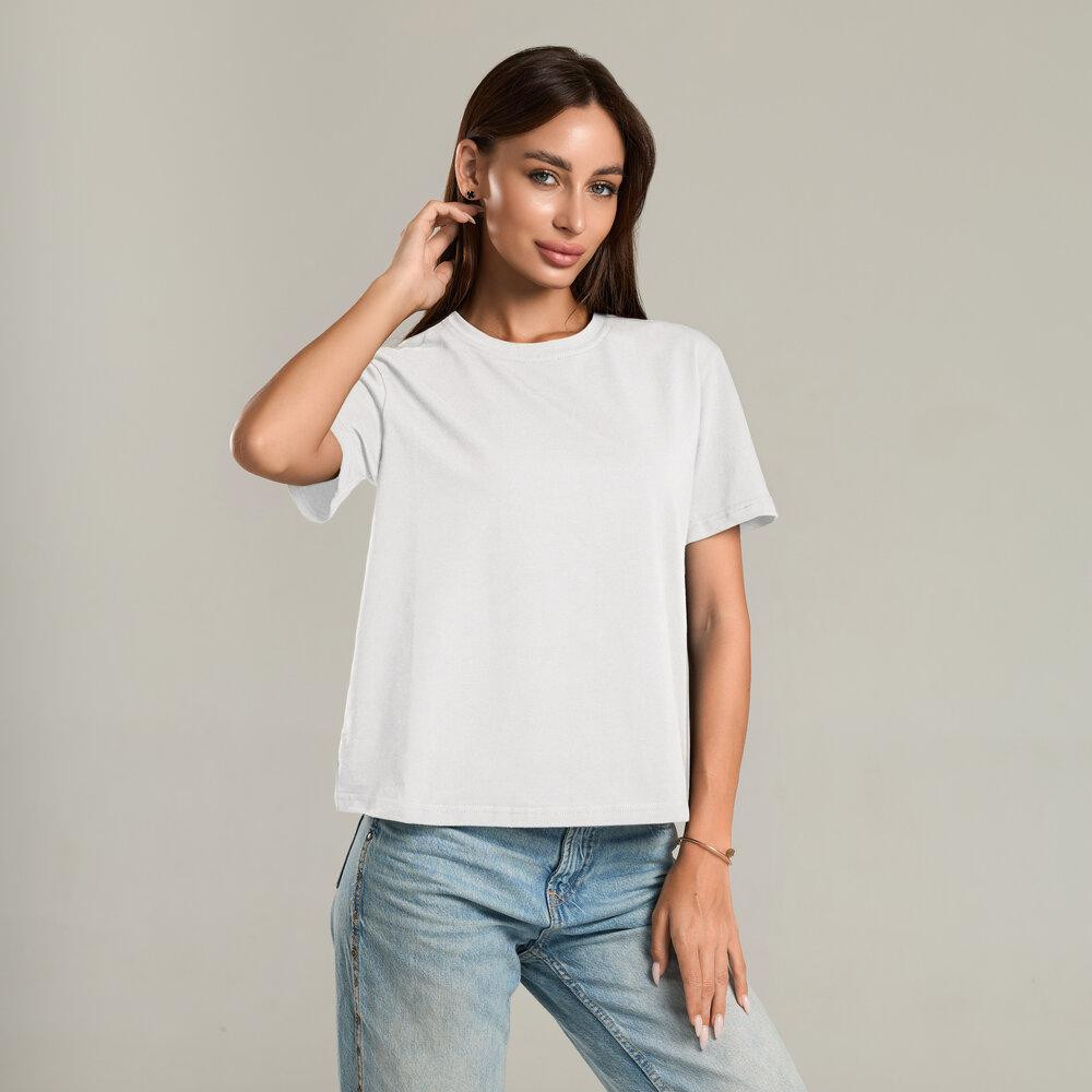 Белая базовая женская футболка Pobedov Freedom. Хлопковая женская футболка белая Киев - изображение 6