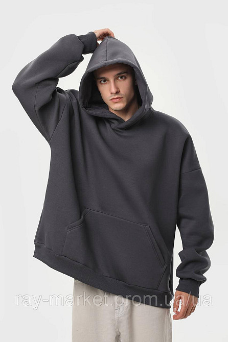 Худі оверсайз чоловіче утеплене RAY OVERSIZE темно-сіре (U0404M-Dark Grey) L/XL Київ - фото 3