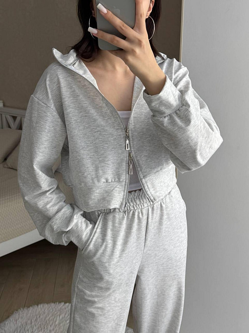 Женский прогулочный костюм двойка: кофта и штаны турецкая двунитка Меланж, 46/48 Одесса - изображение 2