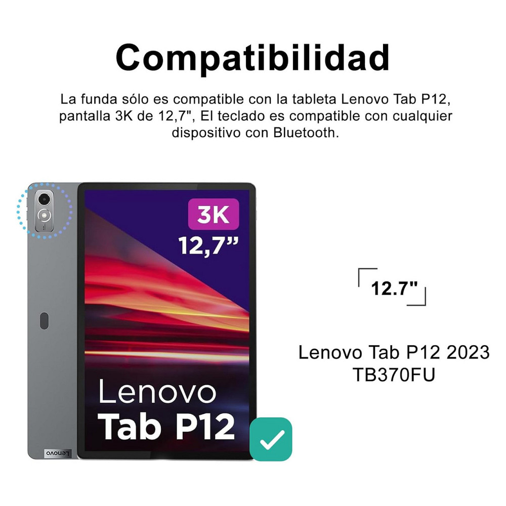 Клавіатурний чохол кейс Bluetooth клавіатура IVEOPPE для Lenovo Tab P12 TB-370FU 12.7" Чорний тачпад RGB іспанська QWERTY Київ - фото 9