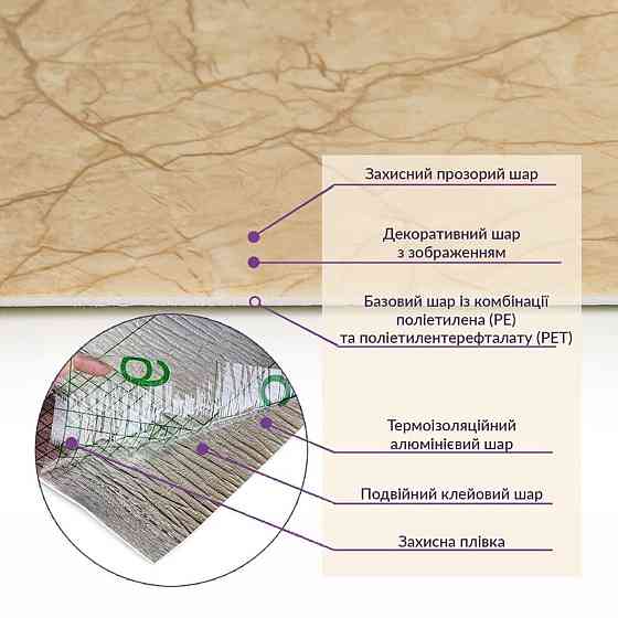Самоклеящаяся стеновая PET плитка в рулоне 600х3000х2мм SW-00001692 Днепр