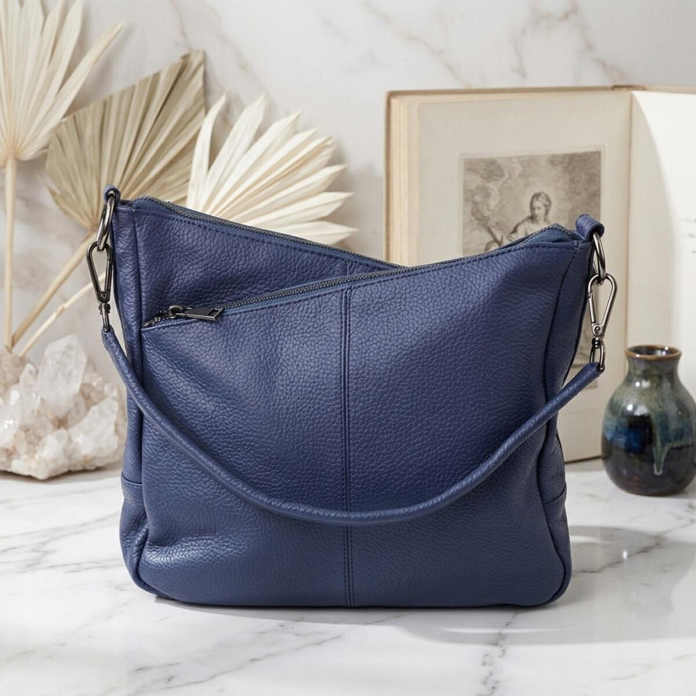 Сумка для женщин на два отделения из натуральной кожи Vintage 23013 Синий Киев - изображение 14