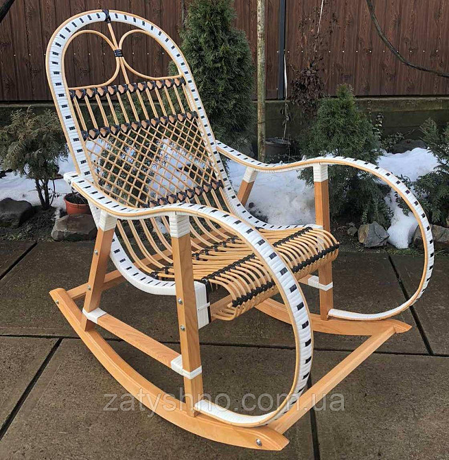 Кресло качалка белая с ротанга Киев - изображение 9