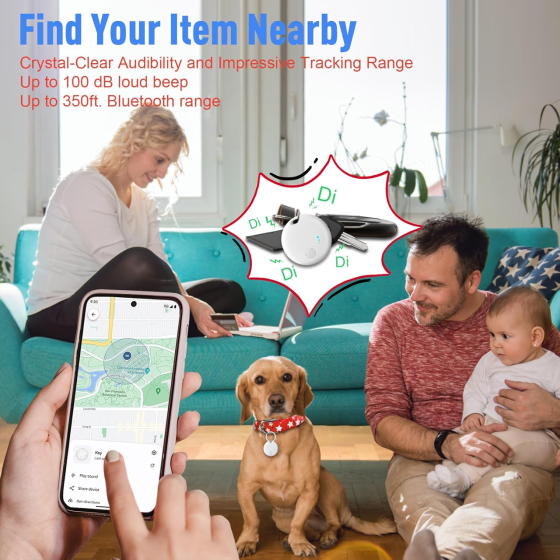 Комплект Bluetooth-трекерів Fortunepro (4 шт.) для Android: Пошук ключів та багажу через Google Find My Device, IP-захист, Black Київ