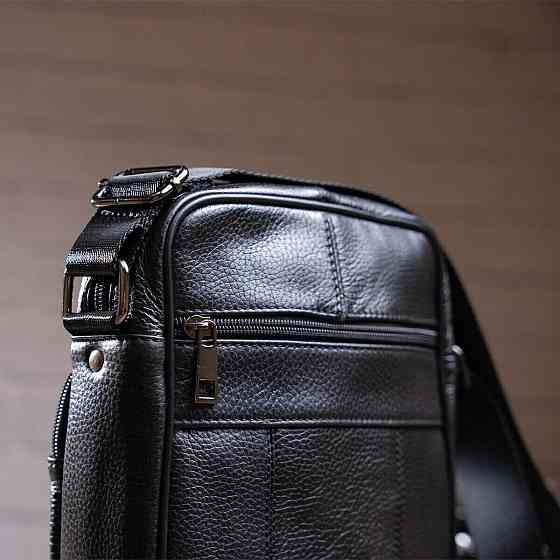 Сумка чоловіча компактна шкіряна Vintage 14909 Чорна Київ