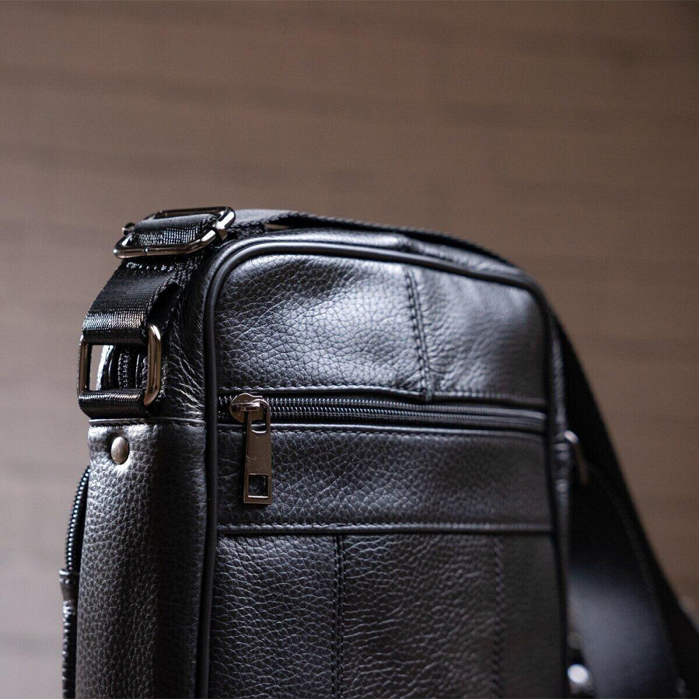 Сумка чоловіча компактна шкіряна Vintage 14909 Чорна Київ - фото 2