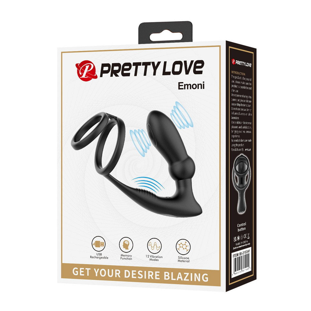 Ерекційне кільце з анальним вібро стимулятором Pretty Love - EMONI, BI-210341 Sex Aura Київ - фото 10