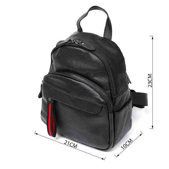 Шкіряний невеликий жіночий рюкзак Vintage 20675 Чорний Київ