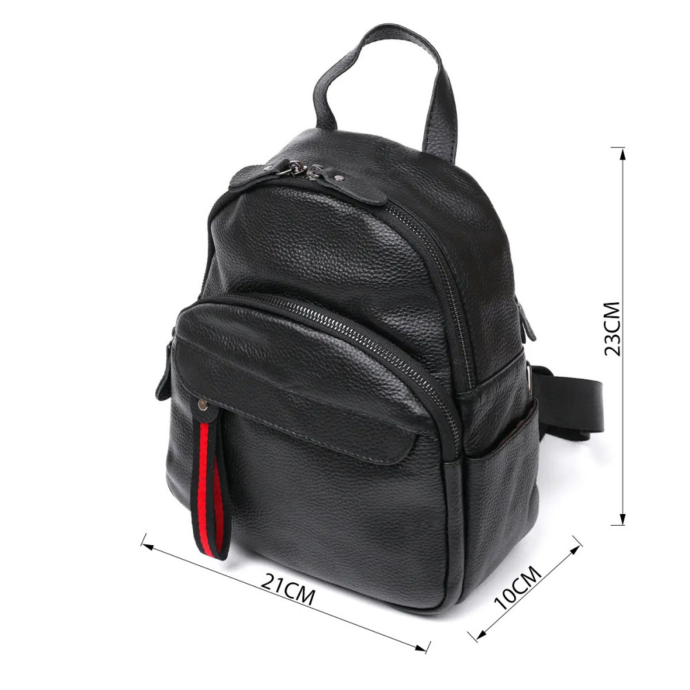 Шкіряний невеликий жіночий рюкзак Vintage 20675 Чорний Київ - фото 3