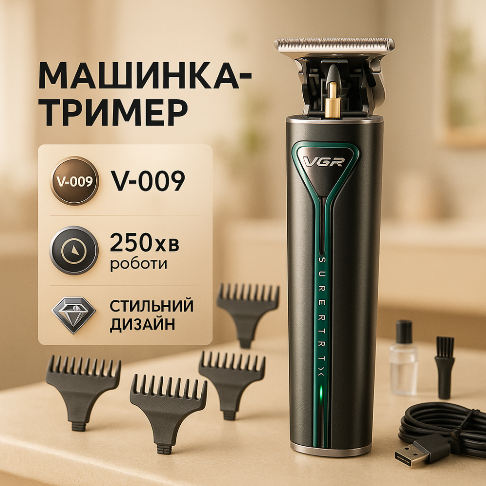 Електрична машинка з насадкою для бороди, Машинка для стрижки волосся бездротова, Тример бездротовий NC-26 Львів - фото 17