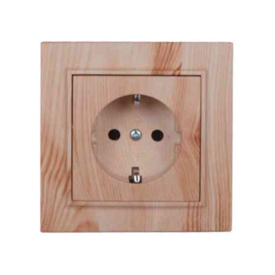 Розетка с заземлением 16А, термопластик, Enzo белое дерево Днепр