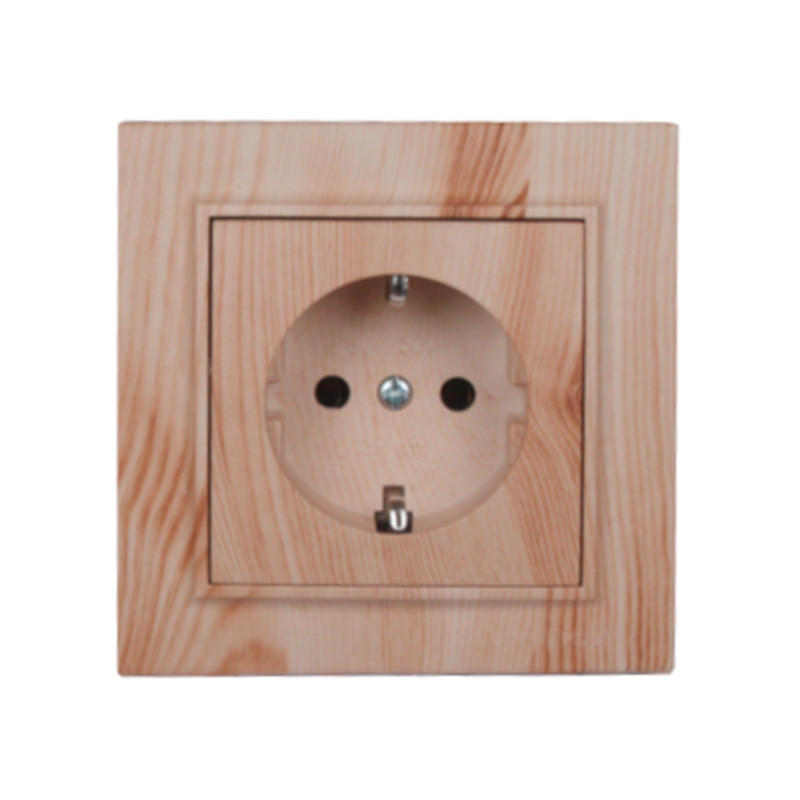 Розетка с заземлением 16А, термопластик, Enzo белое дерево Днепр - изображение 1