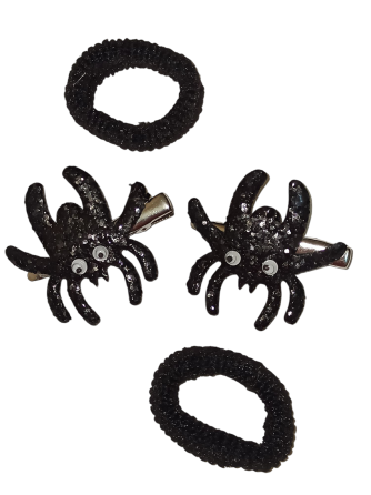 Набір 2 шпильки Павук та 2 резинки для волос на Хелловін чорний Київ