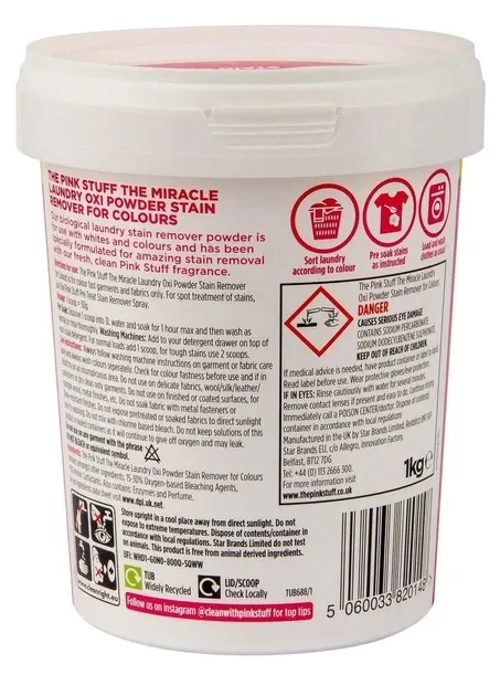 Пятновыводитель The Pink Stuff Oxi Powder Stain Remover Colour 1 кг Львов - изображение 3