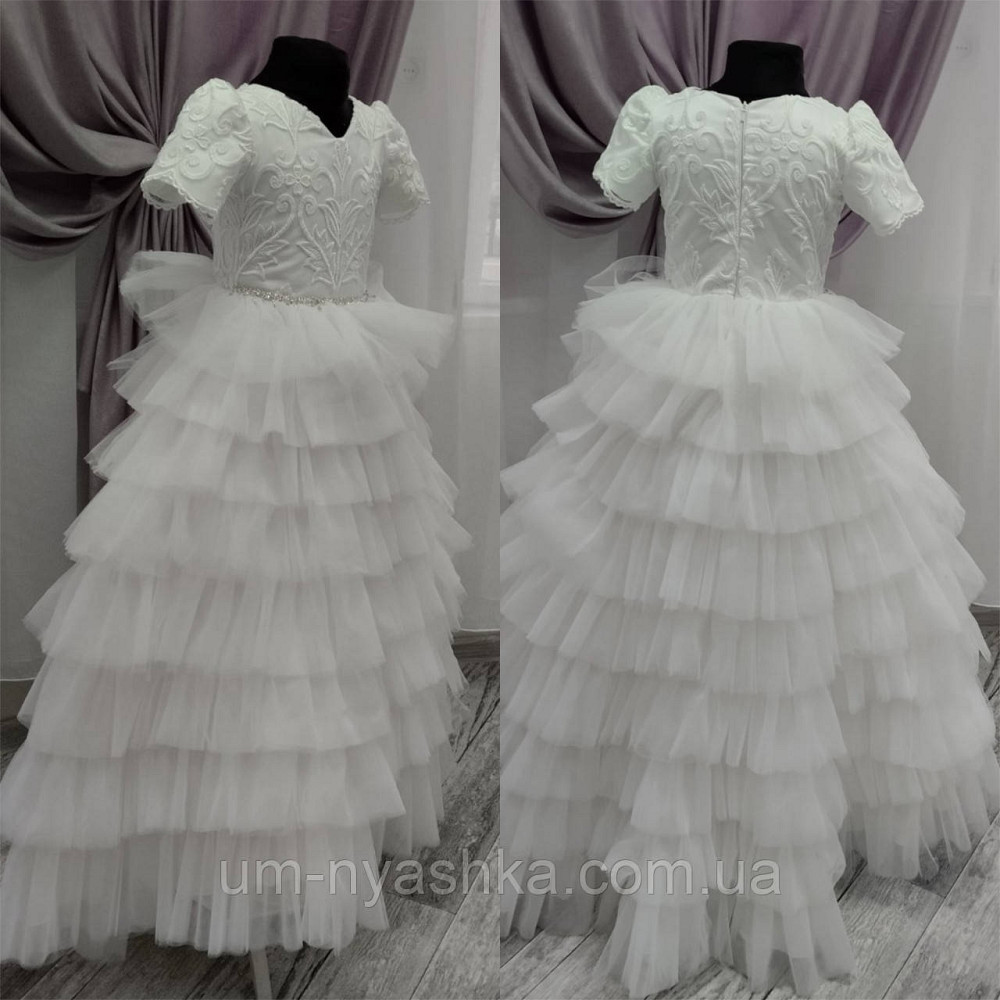 Длинное белое платье на рост 134-146 Кривой Рог - изображение 1