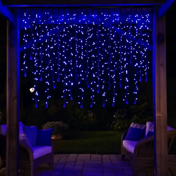 Гірлянда бахрома 20 м, 335 LED, чорний провід, синя Київ - фото 2
