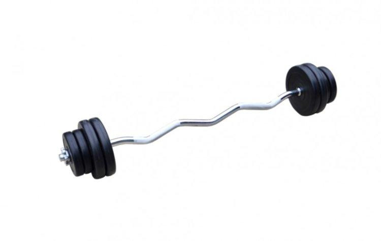 Штанга наборная W-образная на 20 кг Гантели, гири, штанги и диски с пластиковым покрытием Киев - изображение 1