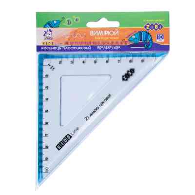 Лінійка ZiBi Kids Line Косинець 100мм з блакитною смужкою, блістер (ZB.5620-14) Вінниця