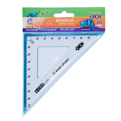 Лінійка ZiBi Kids Line Косинець 100мм з блакитною смужкою, блістер (ZB.5620-14) Вінниця - фото 1