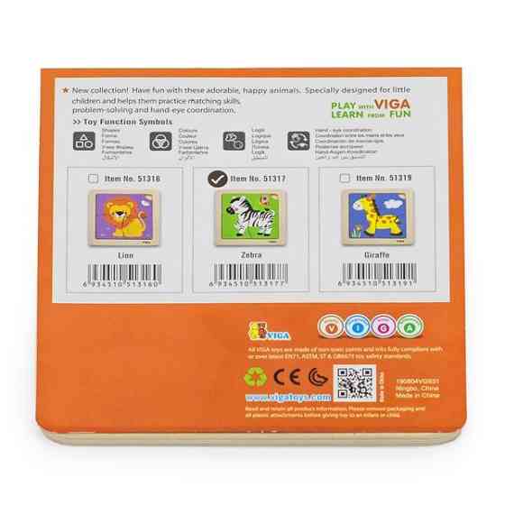 Дерев'яний мініпазл Viga Toys Зебра, 4 ел. (51317) Киев