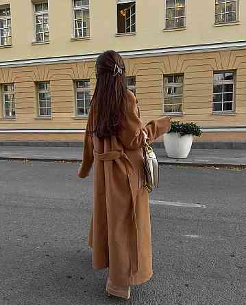 Стильное женское утепленное пальто длина макси кашемир Карамельный Одесса
