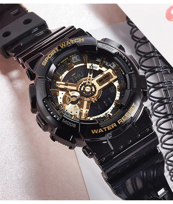 Наручний тактичний годинник Skmei 1688 (Чорний з золотистим) Вінниця - фото 3