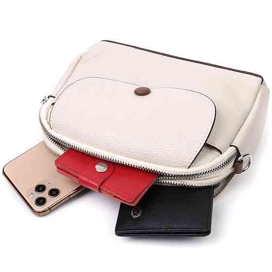 Маленька повсякденна сумка для жінок із натуральної шкіри Vintage 22323 Біла Київ