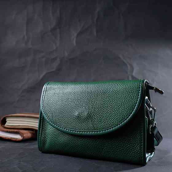 Компактна жіноча шкіряна сумка з напівкруглим клапаном Vintage 22260 Зелена Київ