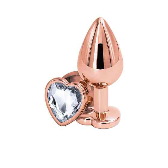 Анальная пробка NS Novelties Rear Assets - Rose Gold Heart - Medium - Clear Sex Aura Киев