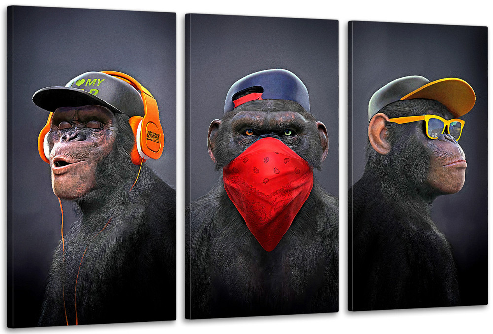 Модульна картина "Три мудрі мавпи" Art-480_3 (100х53см) Київ - фото 1