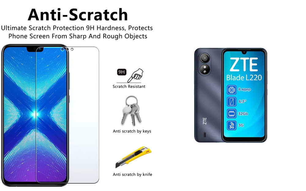 Захисне скло NeoGlass для ZTE Blade L220 – надпрозоре та стійке Київ - фото 1