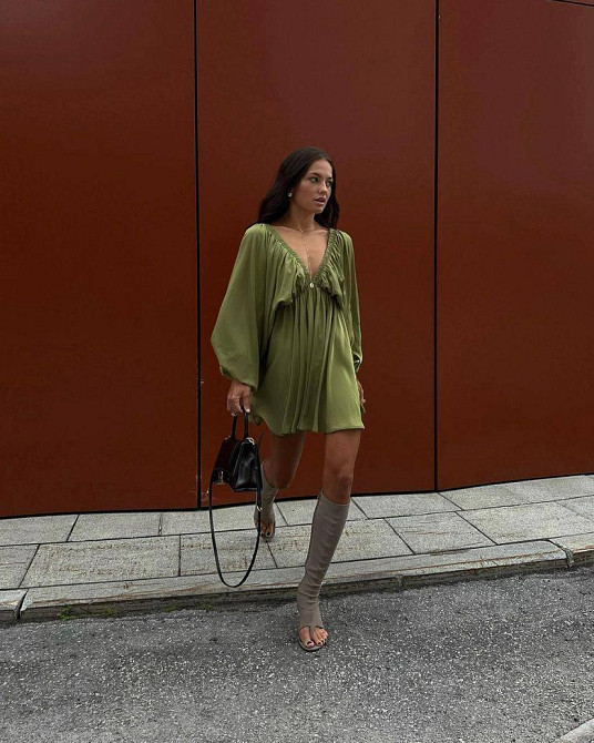 Женское легкое мини платье свободного кроя креп жатка Одесса - изображение 7