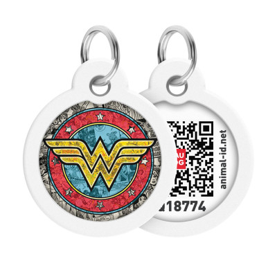 Адресник для животных WAUDOG Smart ID с QR паспортом "Чудо-женщина 2" круг 30 мм (230-1013) Винница - изображение 1