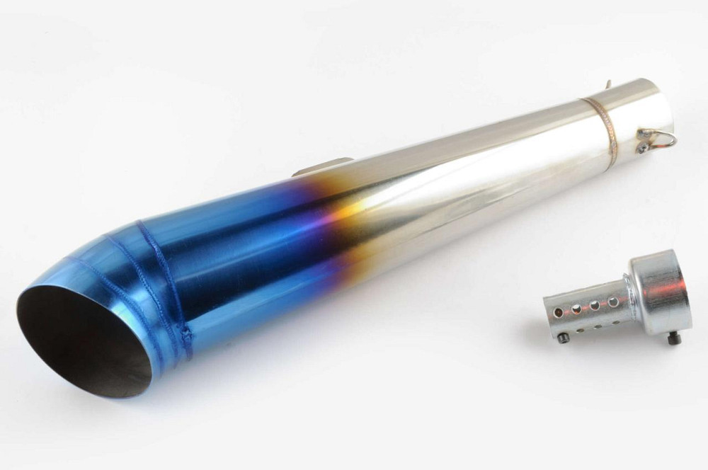 Глушитель (тюнинг) 400*10 см, креп. Ø78mm (нержавейка, сопло, многоцветный, прямоток, mod:2) Мукачево - изображение 1