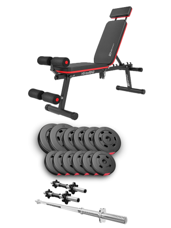 Набір Hop-Sport Premium 38кг з лавою HS-2040 HB, штангою та гантелями Киев